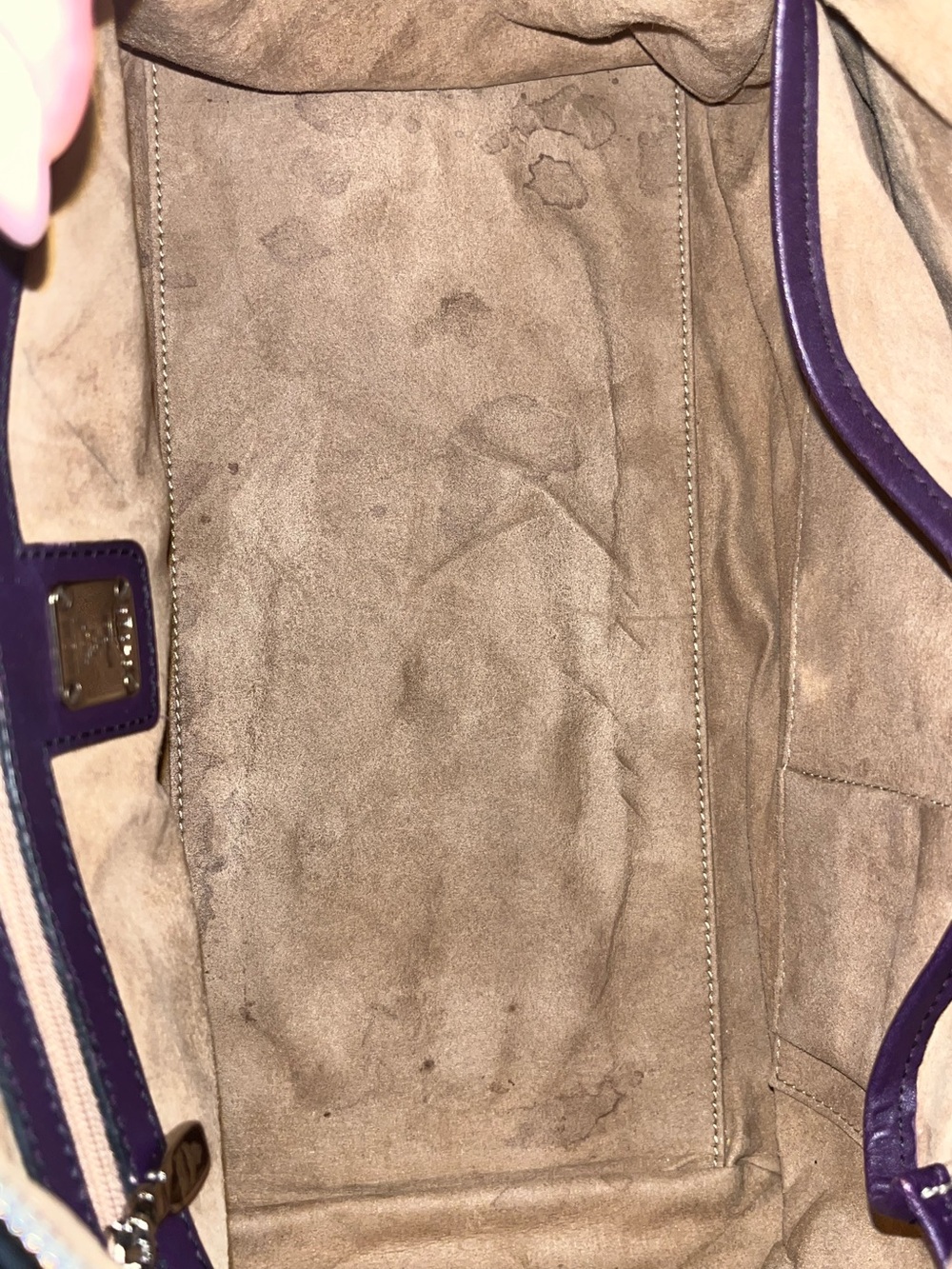 MCM Black monogram Leather Satchel with Purple Handles and Multicolor Patches - Picture 11 of 11